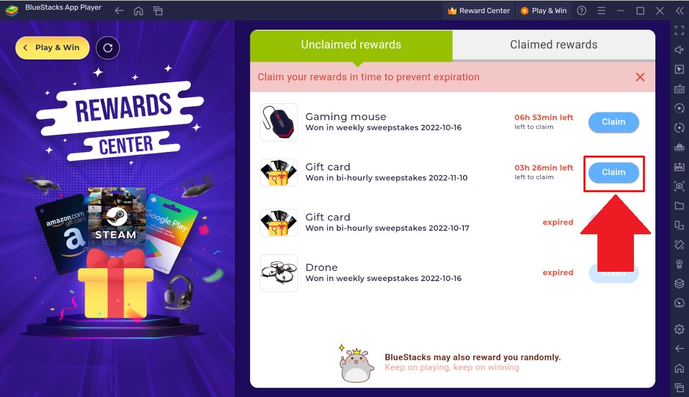 How to claim and redeem rewards earned in Play & Win on BlueStacks 5 – BlueStacks  Support