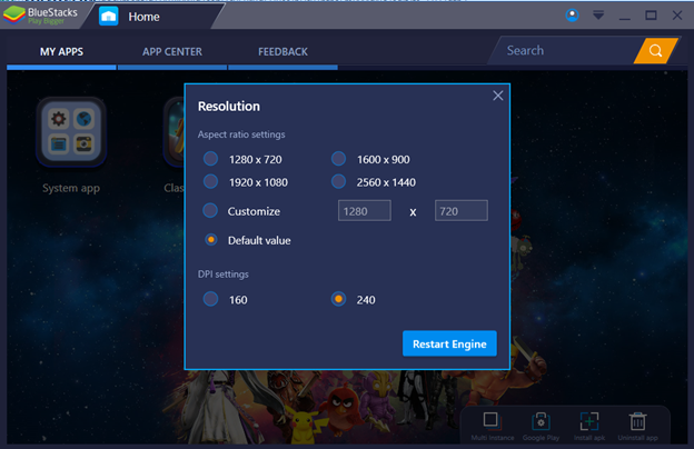 How can I customize BlueStacks 3 resolution and DPI ...