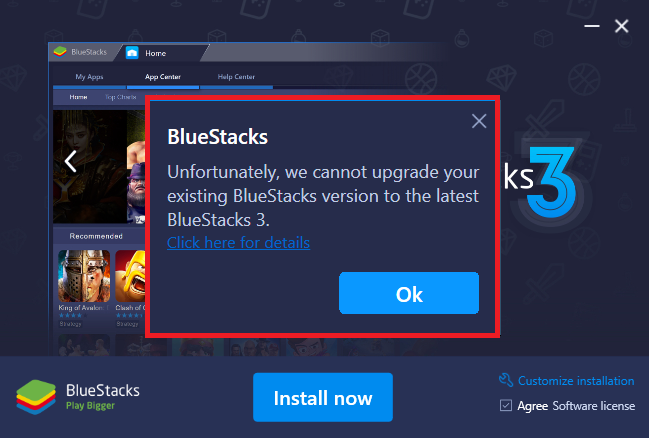 can you update android version bluestacks