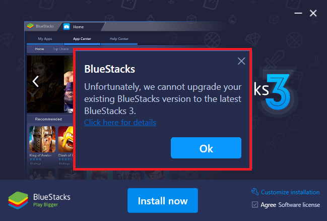 bluestacks update version of android