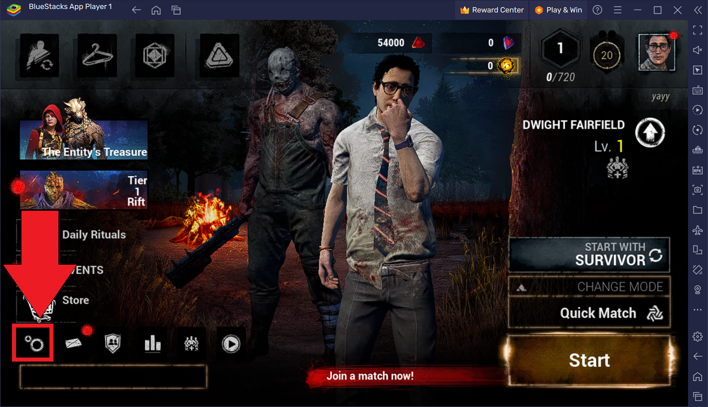 settings for Dead by Daylight Mobile on BlueStacks 5