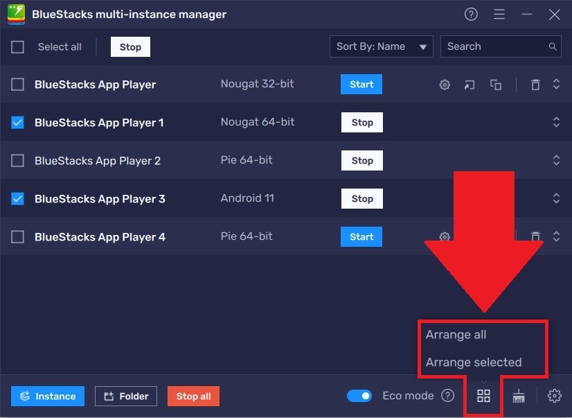 How to organize instances in the Multi-instance Manager on