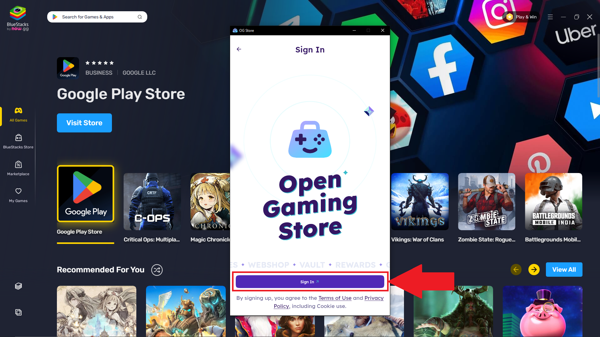 How to sign up for the OG Store – BlueStacks Support