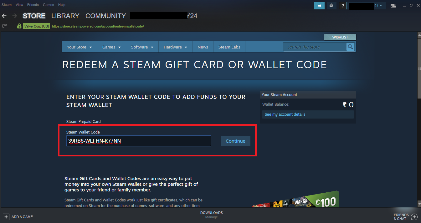 how to add steam gift card to steam wallet