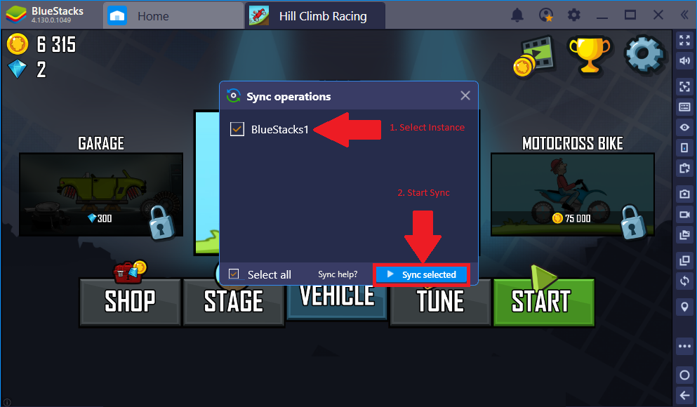 how to enable app sync in bluestacks