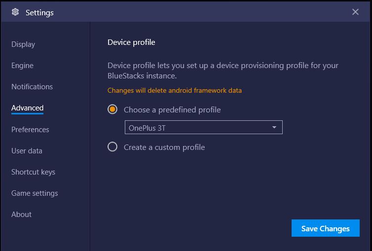 How Can I Switch Device Profile On Bluestacks 4 Bluestacks Support