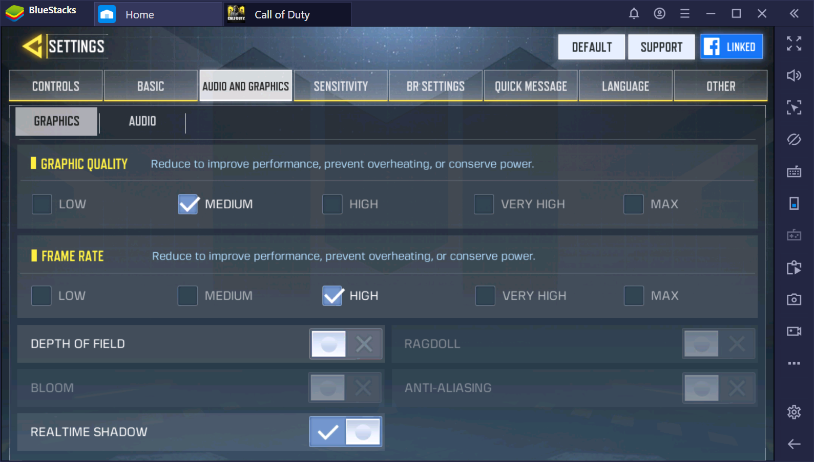 Enabling high resolution, graphics and FPS settings for Call ... - 