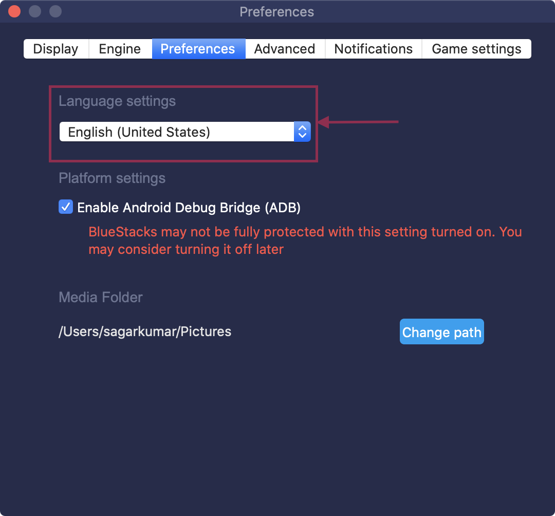 how to change android version bluestacks