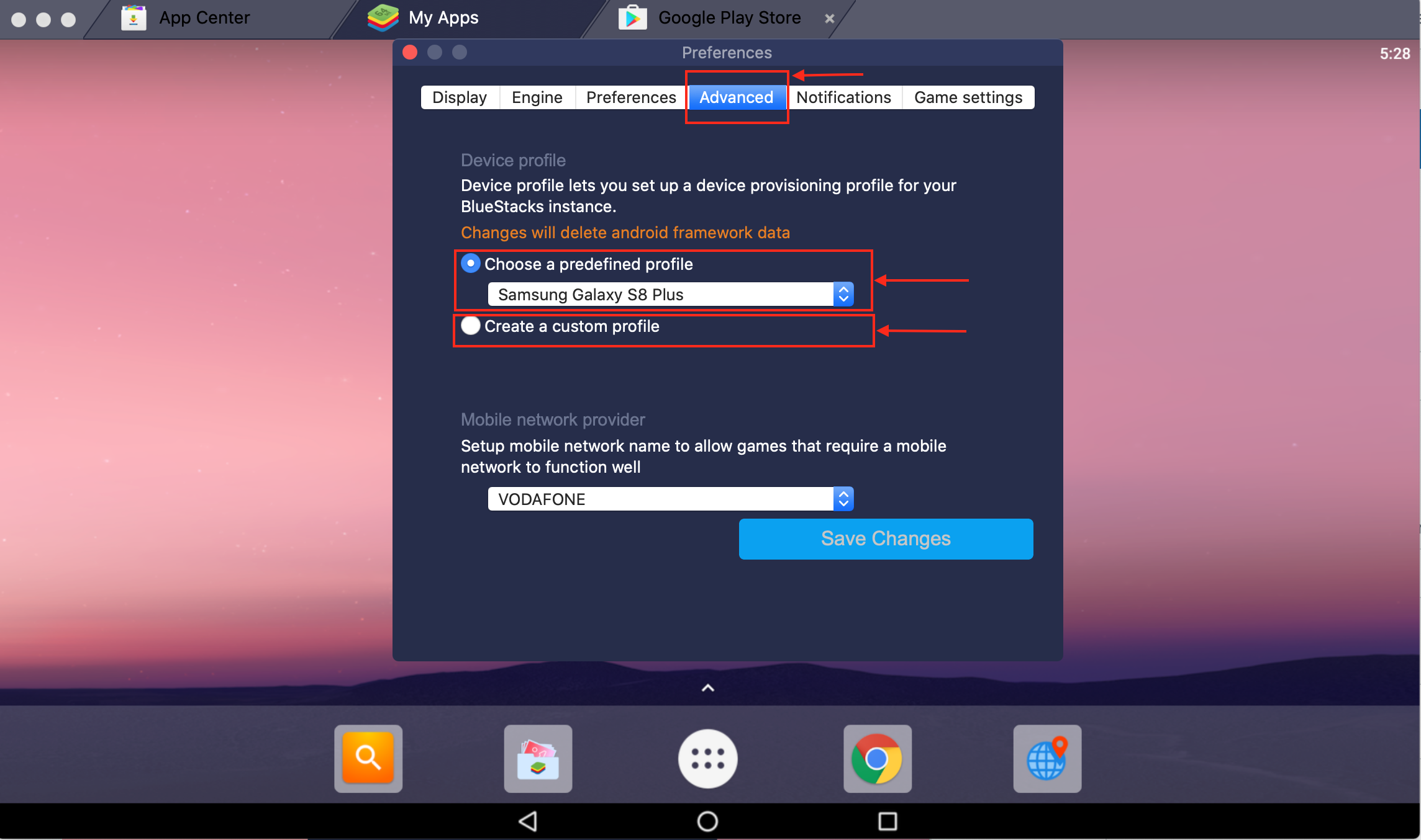 Для Mac. Как изменить профиль устройства в BlueStacks? – Поддержка  BlueStacks