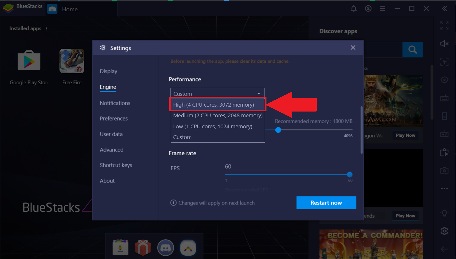 Recommended settings for Free Fire on BlueStacks 4 ...