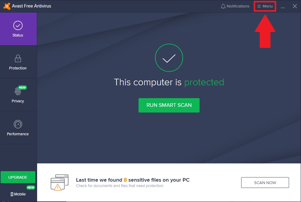 how do i turn on avast antivirus