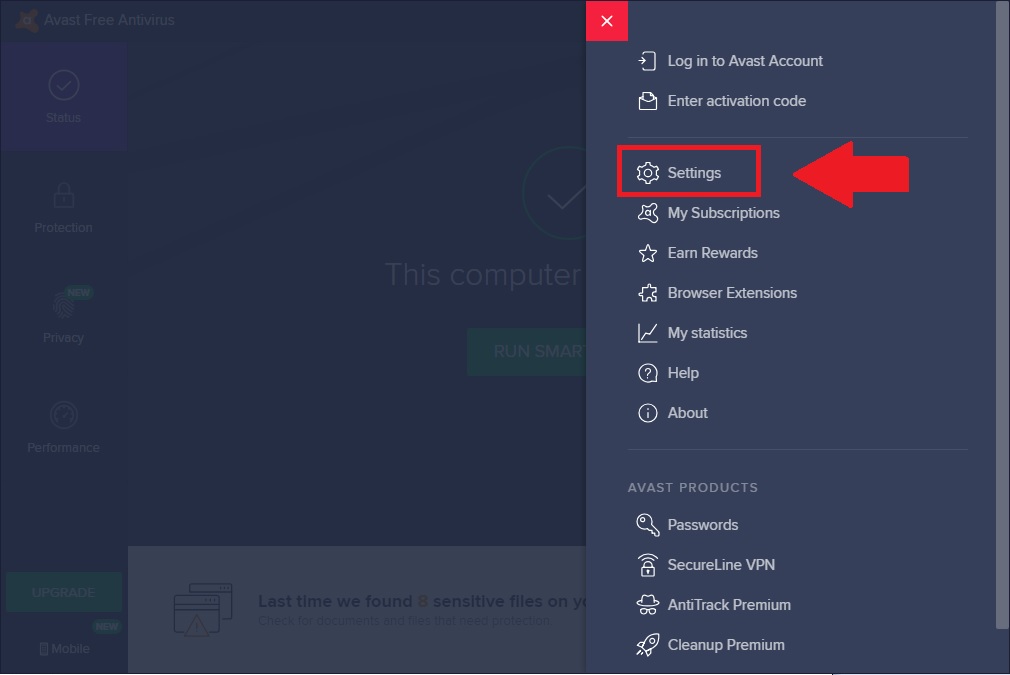 explanation of avast firewall settings