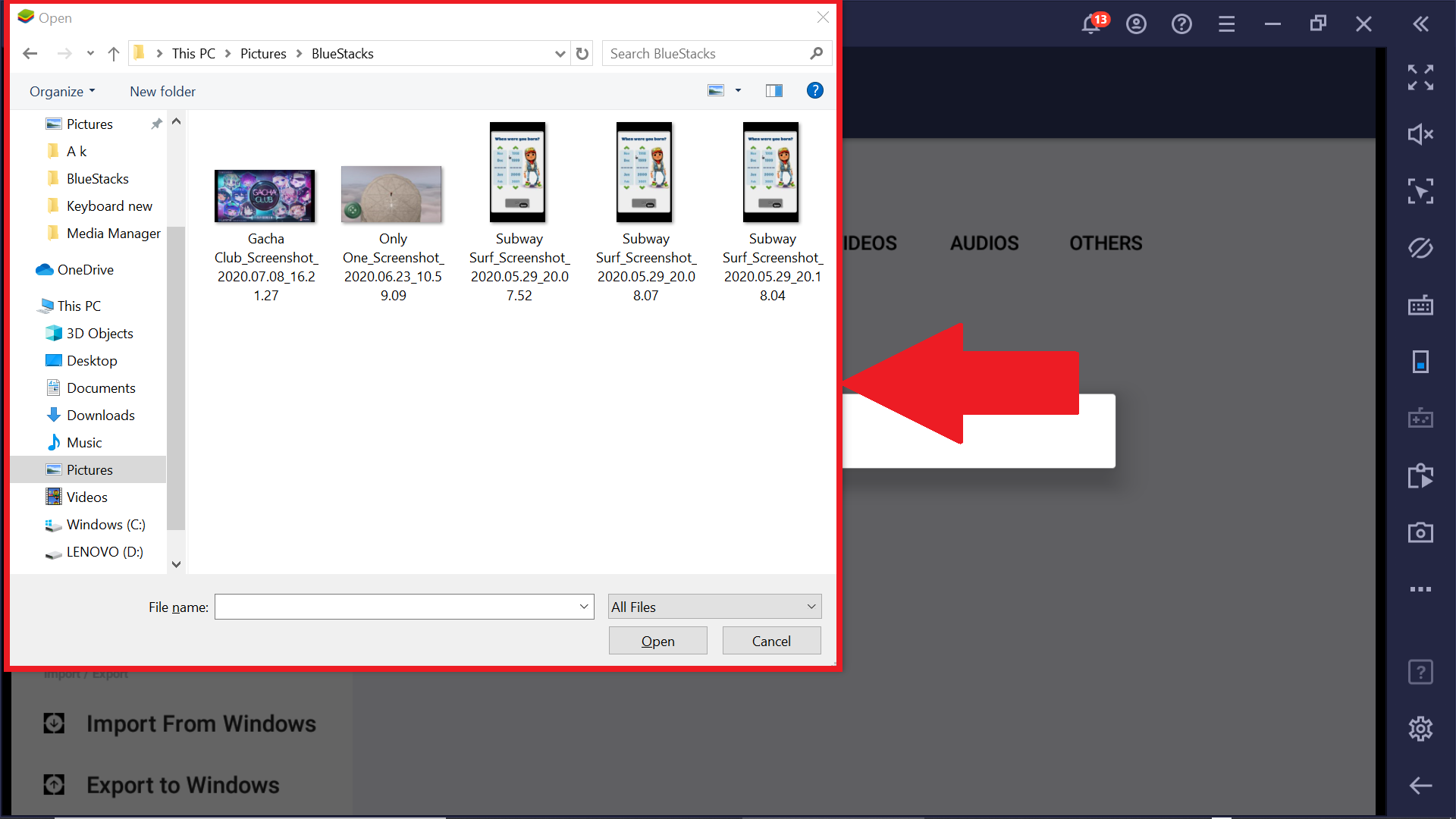 how to transfer files from bluestacks to pc