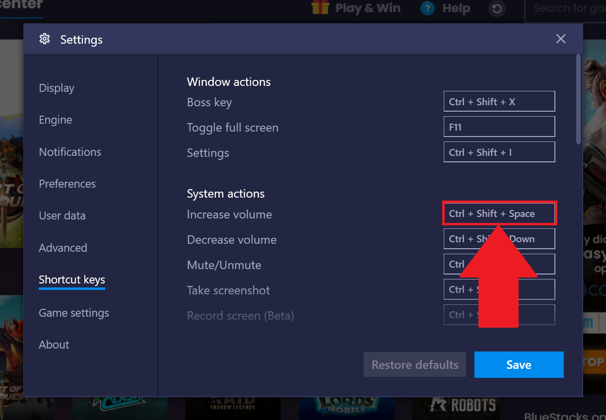 how to set up hotkeys for bluestacks