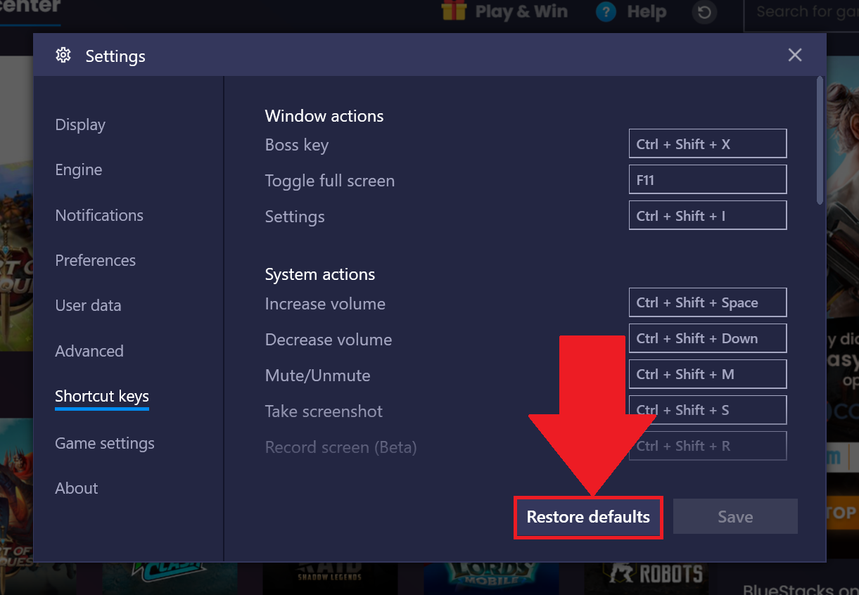 change which android version bluestacks uses