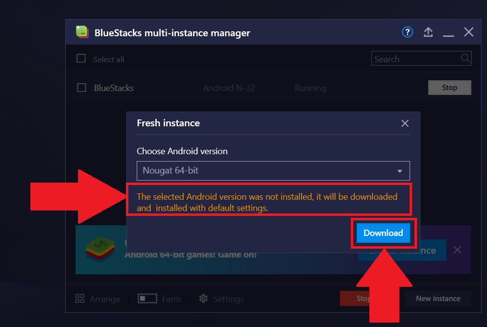 how to update android os version on bluestacks