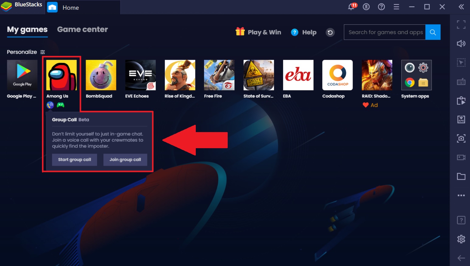 how to update among us on bluestacks