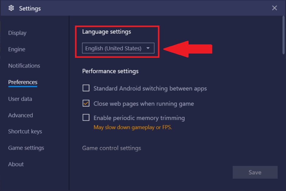 Bluestacks Language Change