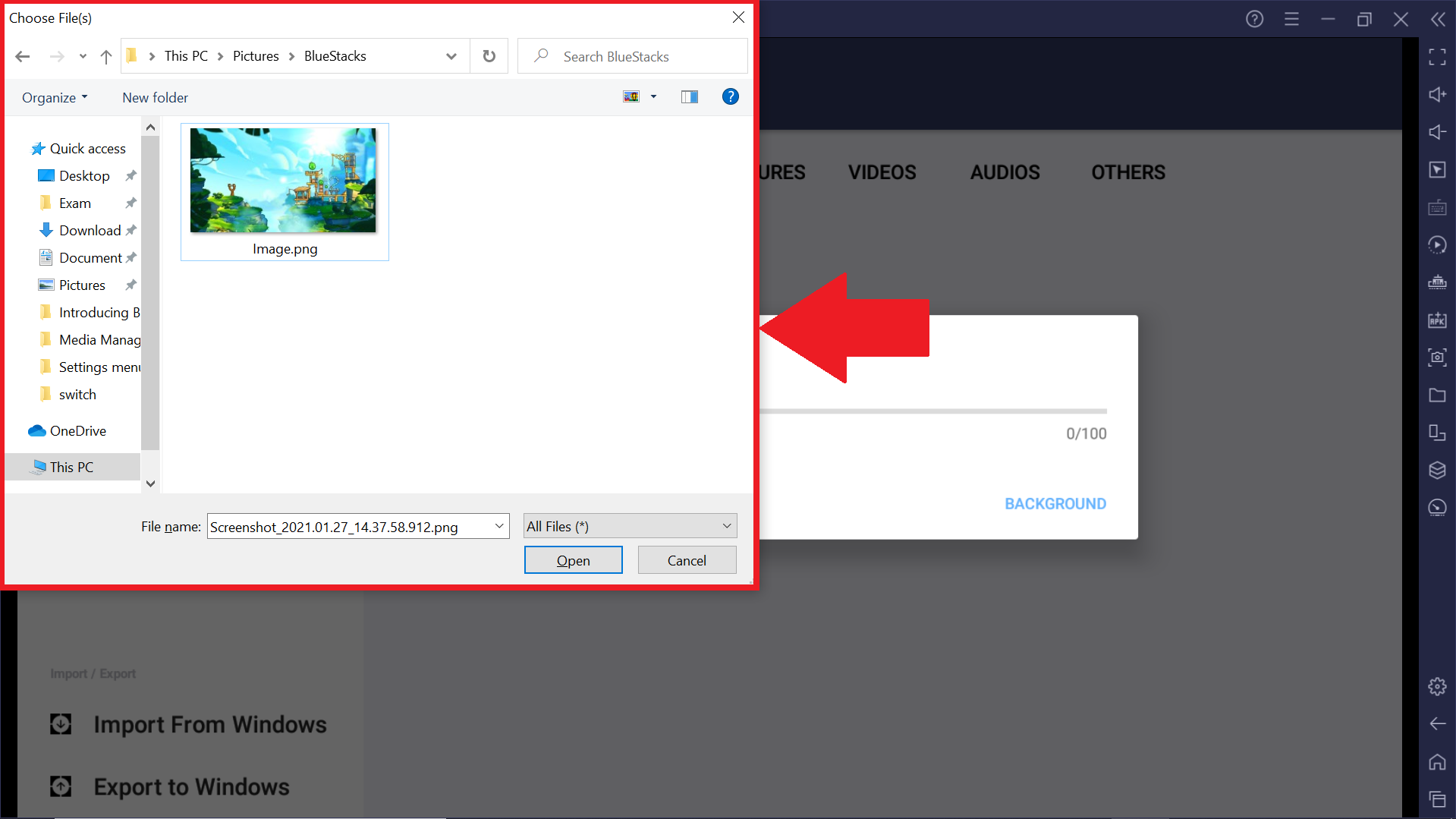 bluestacks download folder location