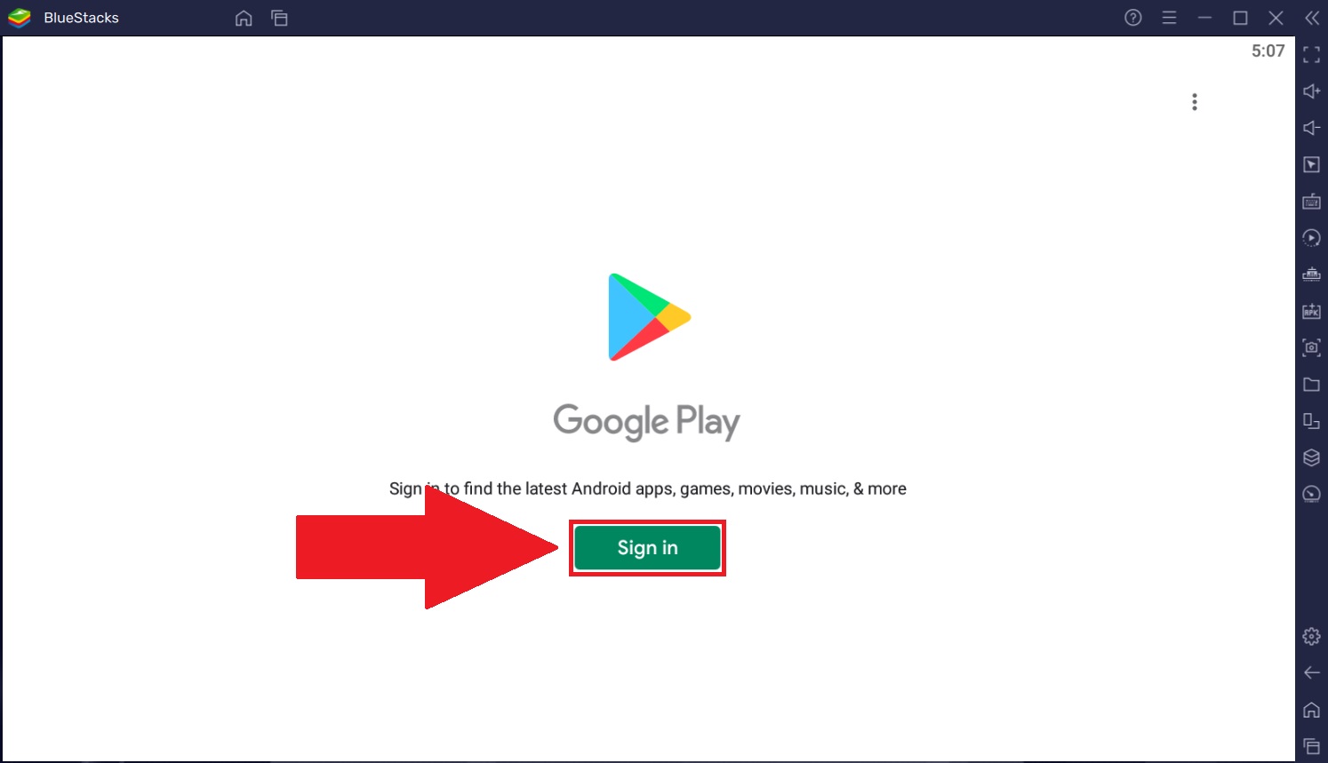 How login to Google Play Store on BlueStacks 5 –