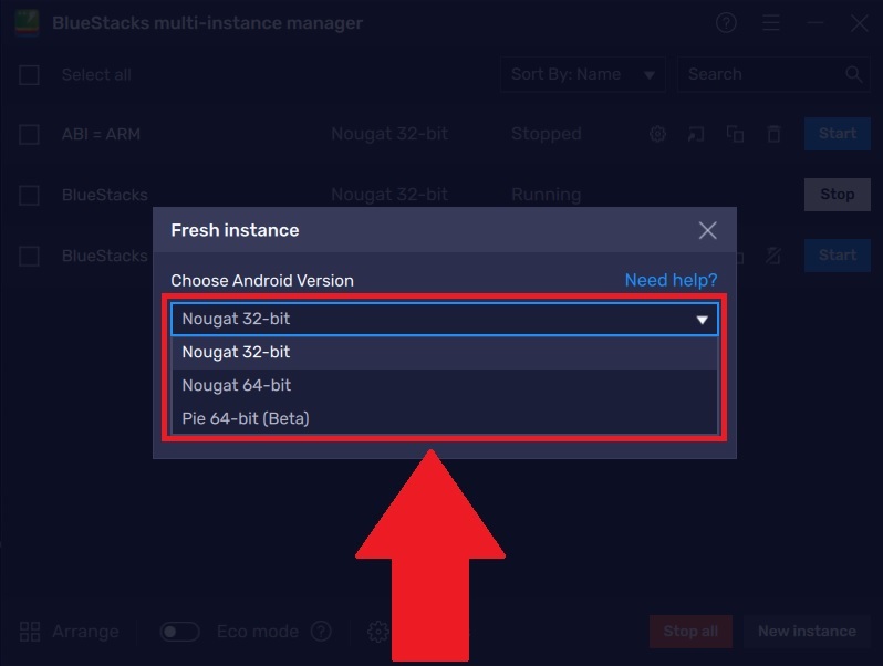 Updating Bluestacks android version