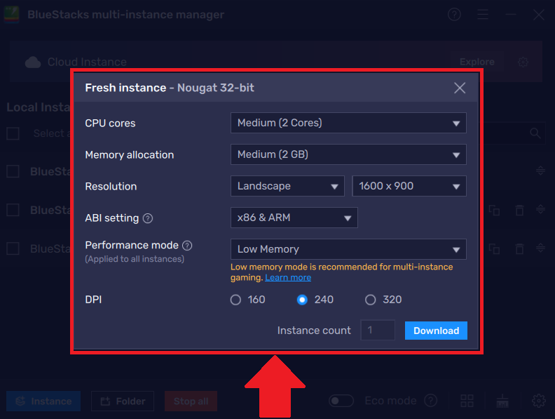 How to create a Nougat 32-bit instance on BlueStacks 5