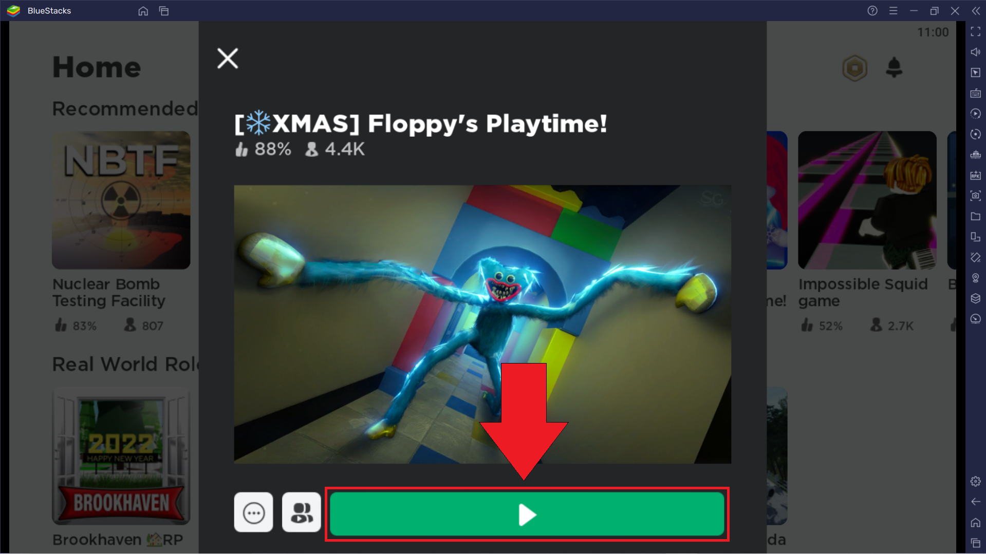 Roblox player clicking red button