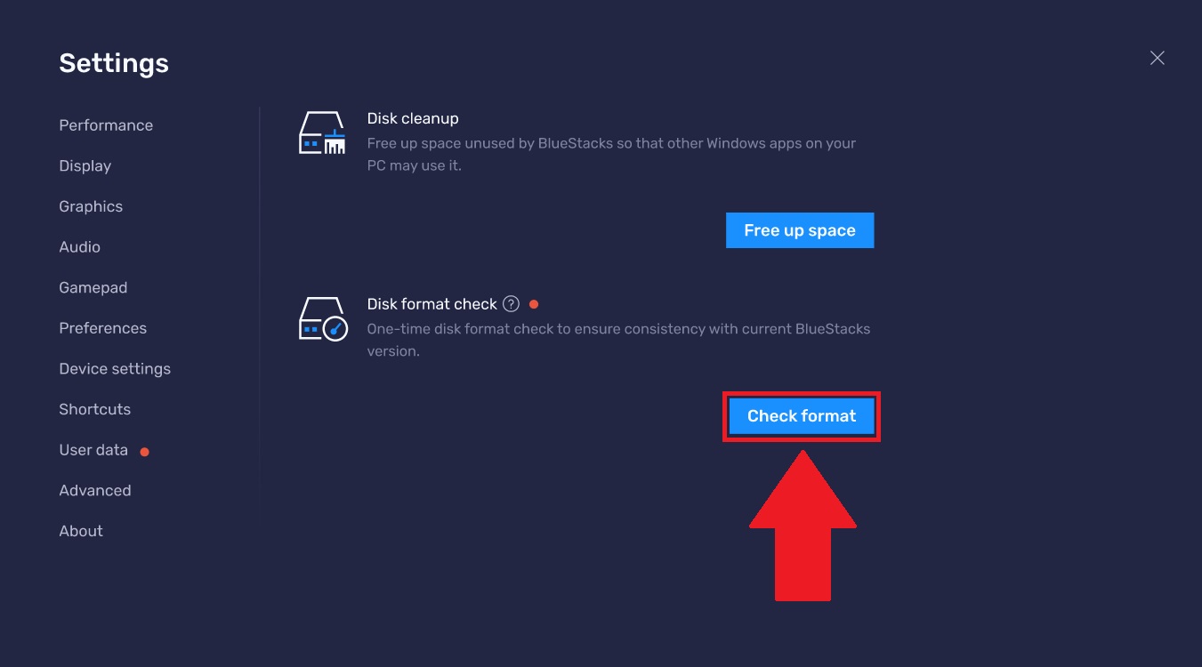 Как проверить и обновить формат пользовательских данных BlueStacks 5 –  Поддержка BlueStacks