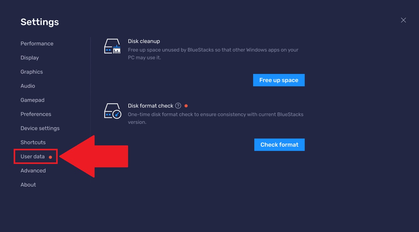 Как проверить и обновить формат пользовательских данных BlueStacks 5 –  Поддержка BlueStacks