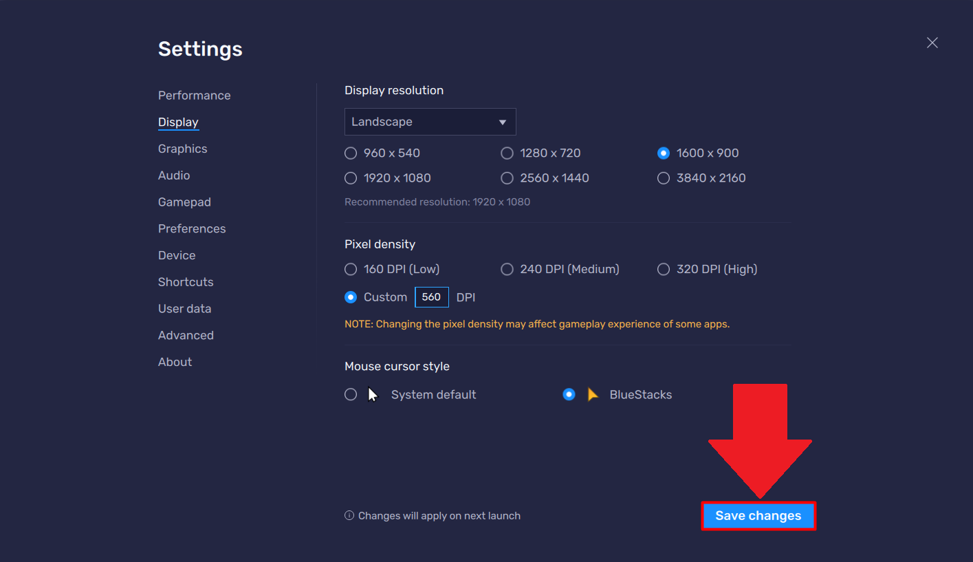 Как выбрать собственные значения DPI на BlueStacks 5 – Поддержка BlueStacks