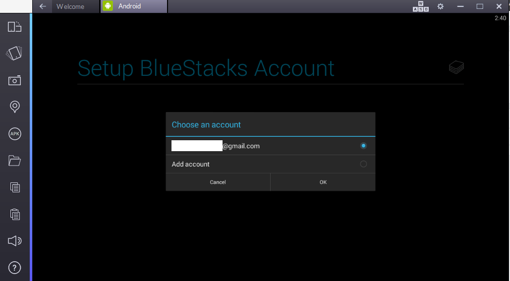 bluestacks sign in with google